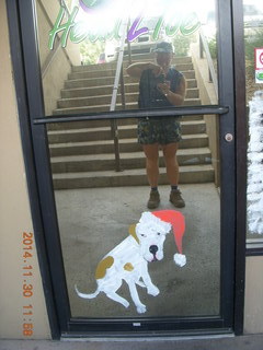 NH2T - window art - dog Kimba - Adam reflection