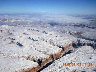 aerial - snowy Cataract Canyon