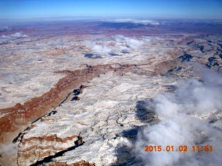 aerial - snow and part of Lake Powell