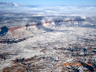 aerial - snowy canyonlands