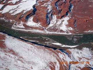 aerial - snowy canyonlands - Caveman Ranch airstrip