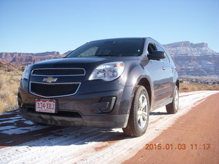 driving from Fisher Towers hike - my Chevrolet Equinox from below