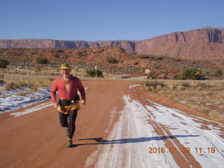 76 8v3. driving from Fisher Towers hike - Adam running - tripod and timer