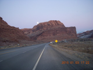 driving to Moab - full moon