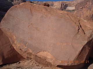 30 8v4. Canyonlands National Park - Lathrop trail hike - rock with graffiti (shame!)