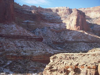 Canyonlands National Park - Lathrop trail hike - crystal-ly snow