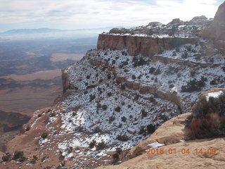Canyonlands National Park - Lathrop trail hike - path in the snow