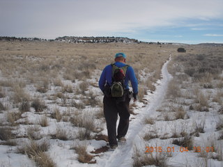Canyonlands National Park - Lathrop trail hike - Adam running (back)