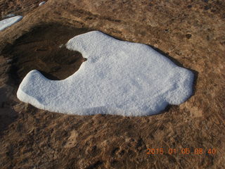 31 8v5. Dead Horse Point State Park hike - snow where puddle used to be