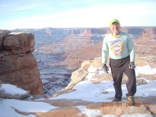Dead Horse Point State Park hike - snow where puddle used to be