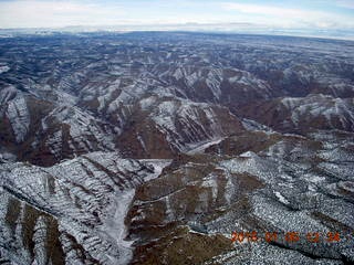 100 8v5. aerial - snowy canyonlands - Desolation Canyon