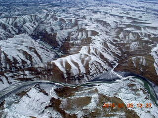 105 8v5. aerial - snowy canyonlands - Sand Wash area