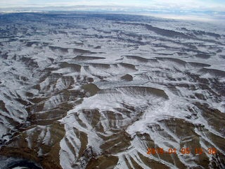 106 8v5. aerial - snowy canyonlands - Sand Wash area