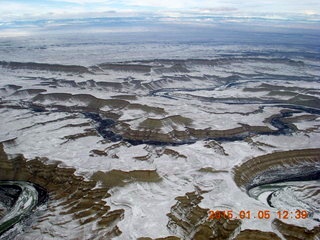 108 8v5. aerial - snowy canyonlands - Sand Wash area