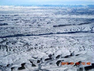 111 8v5. aerial - snowy canyonlands - Sand Wash area
