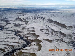aerial - snowy canyonlands - Sand Wash airstrip