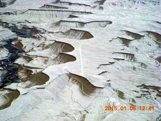 116 8v5. aerial - snowy canyonlands - Sand Wash airstrip
