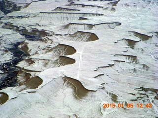 117 8v5. aerial - snowy canyonlands - Sand Wash airstrip