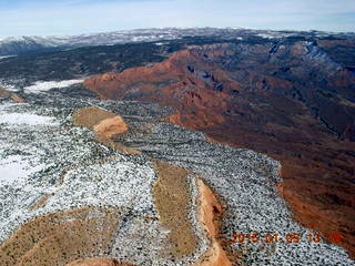 aerial - snowy canyonlands - Colorado hills