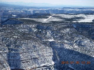 156 8v5. aerial - snowy canyonlands - Colorado hills - Dolores Point airstrip