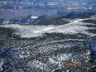 158 8v5. aerial - snowy canyonlands - Colorado hills - Dolores Point airstrip
