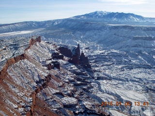 186 8v5. aerial - snowy canyonlands - Fisher Towers