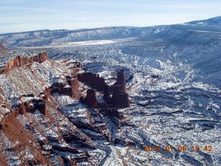 188 8v5. aerial - snowy canyonlands - Fisher Towers