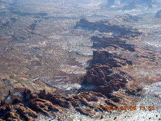 aerial - snowy canyonlands - Fisher Towers