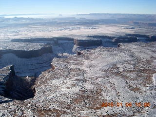 80 8v6. aerial - snowy canyonlands