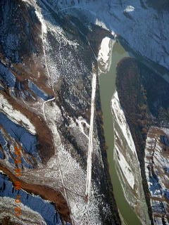 86 8v6. aerial - snowy canyonlands - Mineral Canyon airstrip