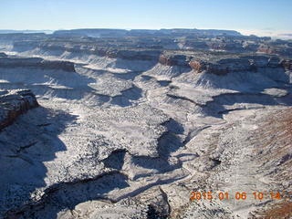 aerial - snowy canyonlands - Mineral Canyon airstrip