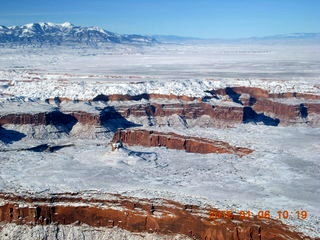 aerial - snowy canyonlands - Happy Canyon airstrip