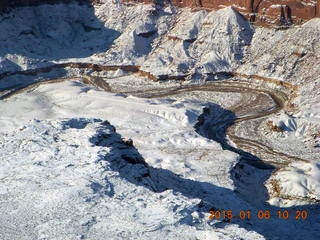 114 8v6. aerial - snowy canyonlands - Dirty Devil airstrip