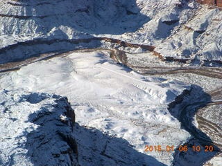115 8v6. aerial - snowy canyonlands - Dirty Devil airstrip