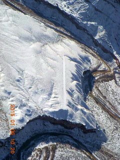 116 8v6. aerial - snowy canyonlands - Dirty Devil airstrip