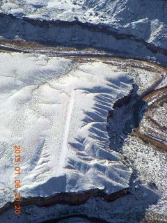 117 8v6. aerial - snowy canyonlands - Dirty Devil airstrip