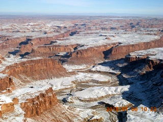119 8v6. aerial - snowy canyonlands