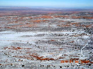 aerial - snowy canyonlands - Robbers Roost airstrip