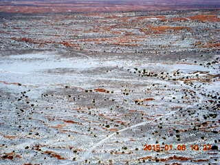 aerial - snowy canyonlands - Robbers Roost airstrip