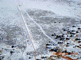 133 8v6. aerial - snowy canyonlands - Robbers Roost airstrip