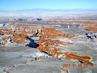 136 8v6. aerial - snowy canyonlands - Angel Point airstrip