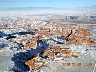 137 8v6. aerial - snowy canyonlands