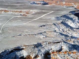 aerial - snowy canyonlands - Angel Point airstrip
