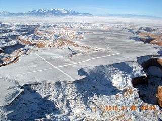 142 8v6. aerial - snowy canyonlands - Angel Point airstrip