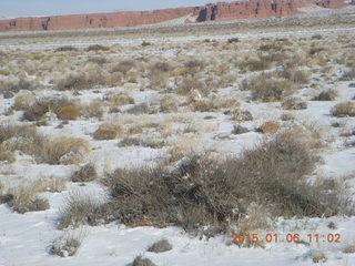 snow covered plants at Hanksville Airport (HVE)