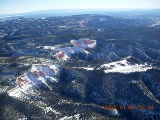 aerial - snowy Utah landscape - hoodoos