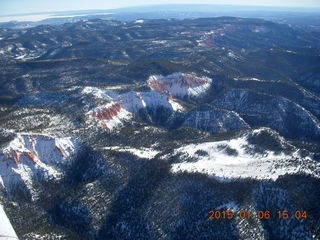 aerial - snowy Utah landscape - hoodoos