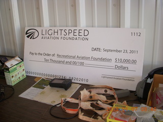 mock-up of cheque for RAF from Lightspeed