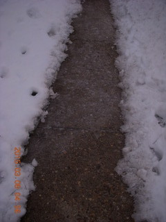 Snowy, icy sidewalk