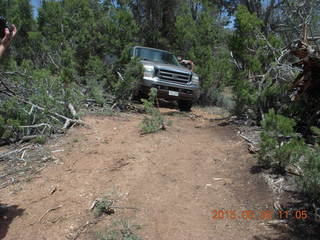 130 8zw. drive to Calamity Mine - very tough side road - truck driving a tight curve